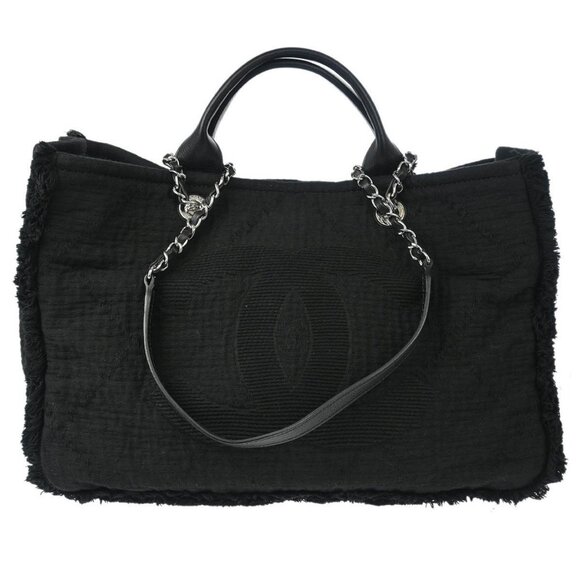 Chanel Black Canvas Small Deauville 2way Tote Bag 166066 - Picture 1 of 9